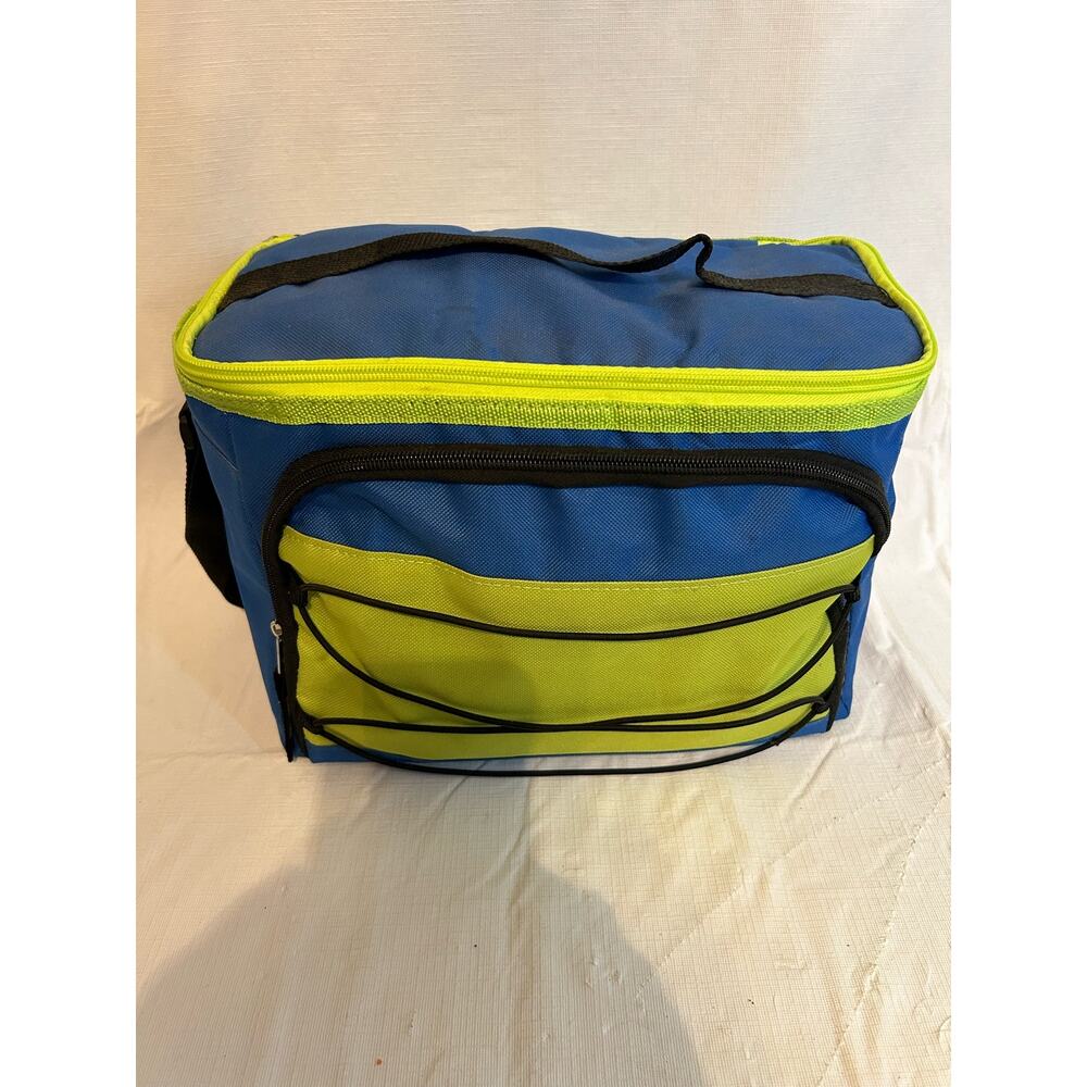 Insulated Lunch Bag Blue and Green 12x8" GUC Clean